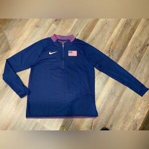 NWOT Nike Team USA Olympics Podium 1/2 Zip Top Blue AO8797-492 Wmn Sz XL Tall